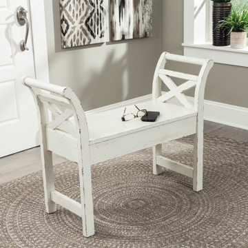 Picture of Distressed White Bench