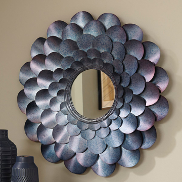 Picture of Deunoro Blue Metal Round Mirror