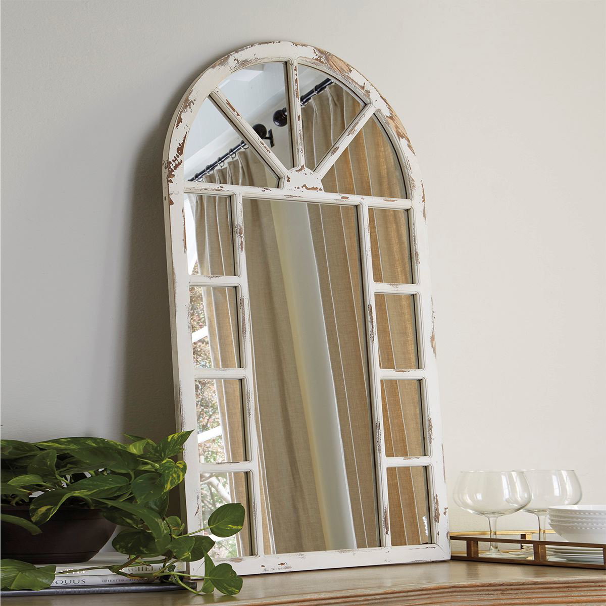 Picture of Divakar Arched Whitewashed Mirror
