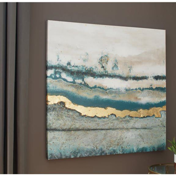 Picture of Praveen Blue And Gold Abstract Print