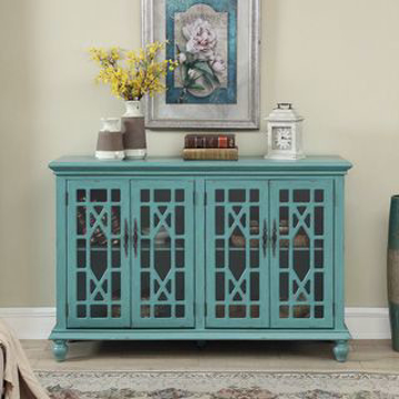 Picture of Bayberry Teal 4 Door Media Credenza