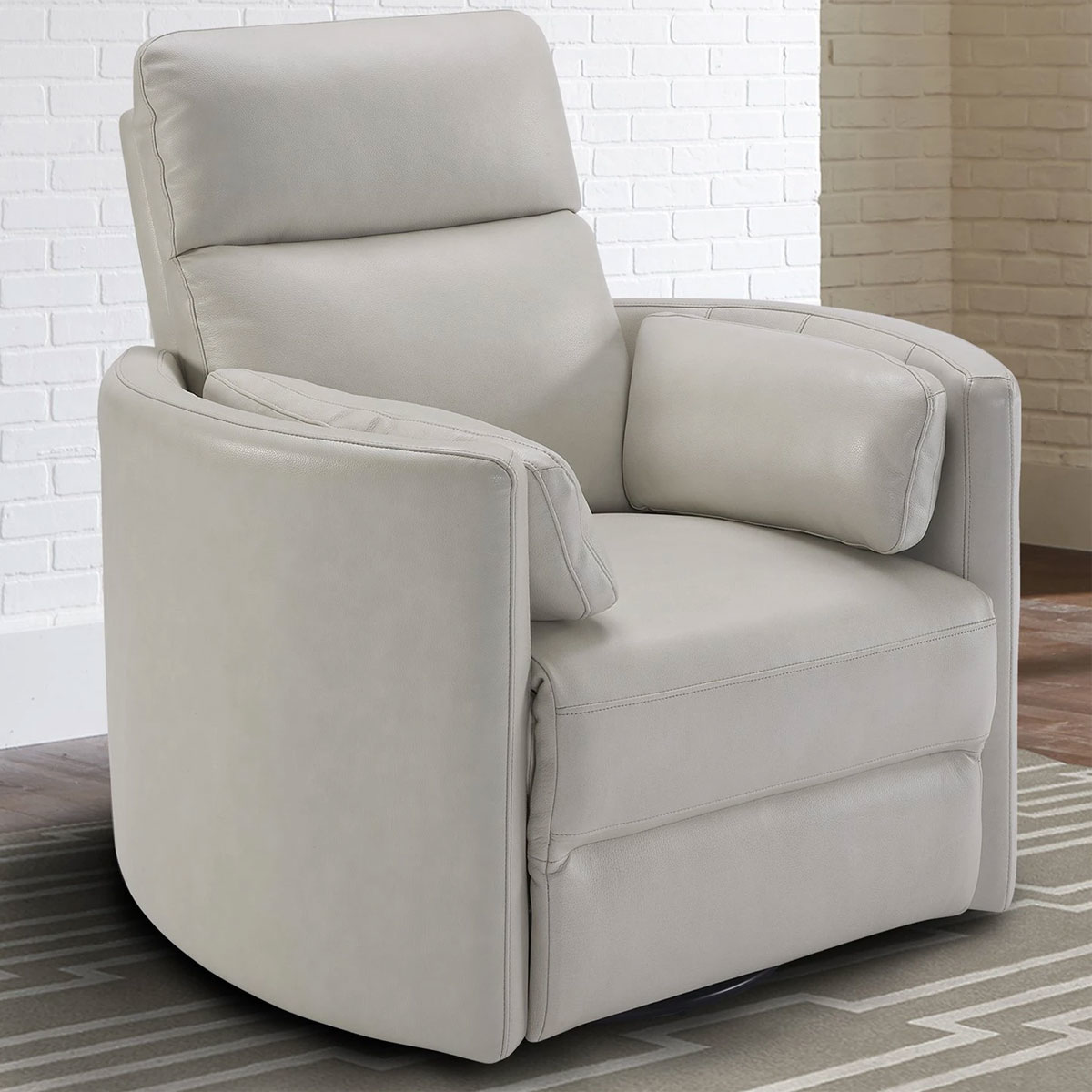 Power swivel top recliner leather