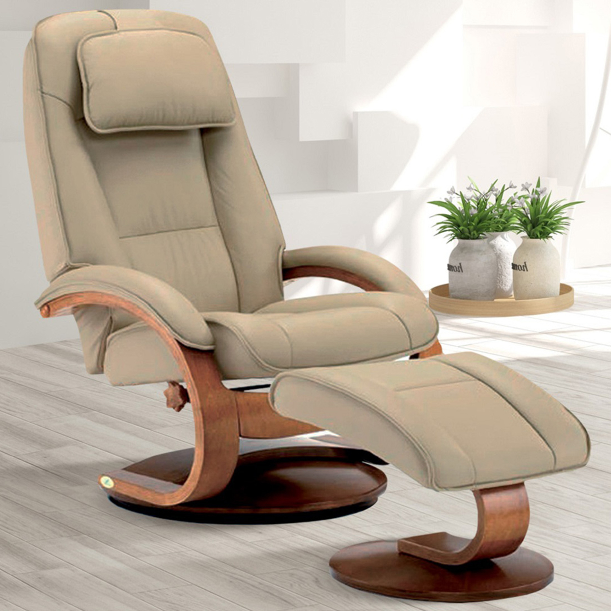 Picture of BERGEN COBBLESTONE LEATHER RECLINER