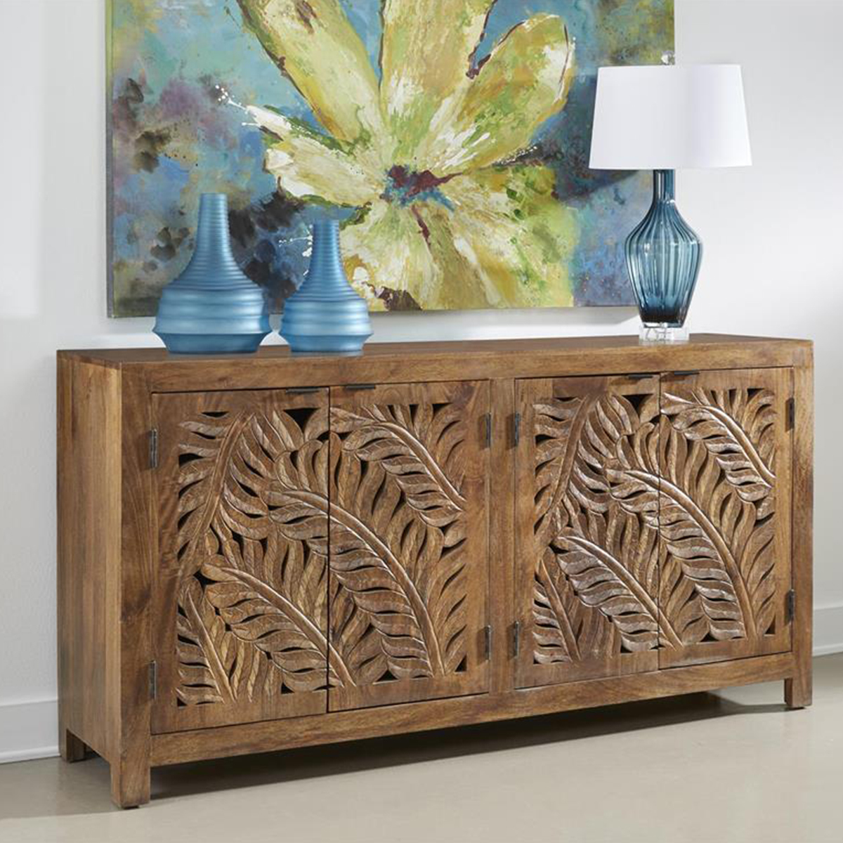 Picture of MANGO CARVED LEAF CREDENZA