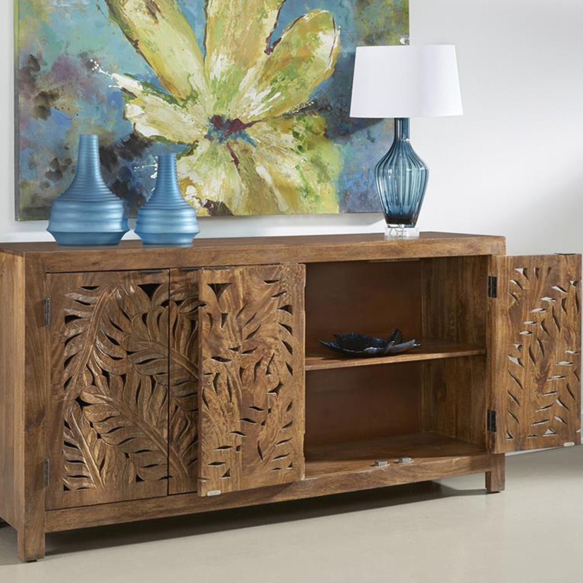 Picture of MANGO CARVED LEAF CREDENZA