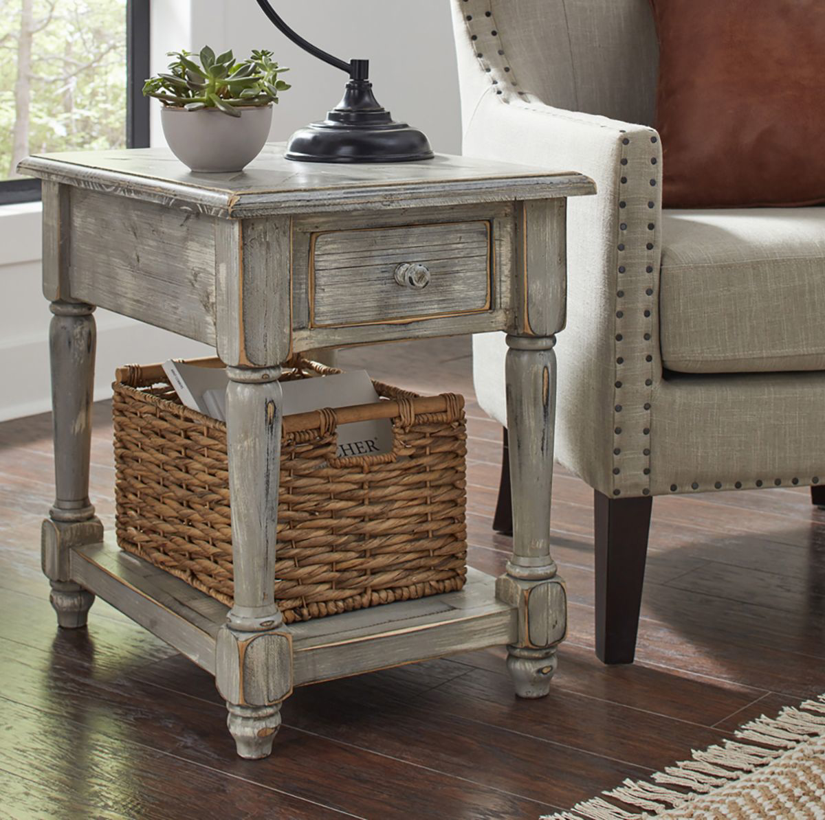 Picture of HINSDALE GRY CHAIRSIDE TABLE