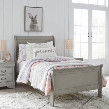 Picture of LOUIS SLEIGH TWIN BED IN GREY