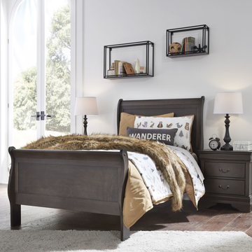 Picture of LOUIS SLEIGH TWIN BED IN BROWN