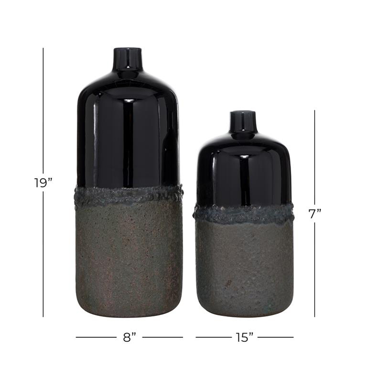 Picture of S/2 GRAY REACTIVE GLS VASES