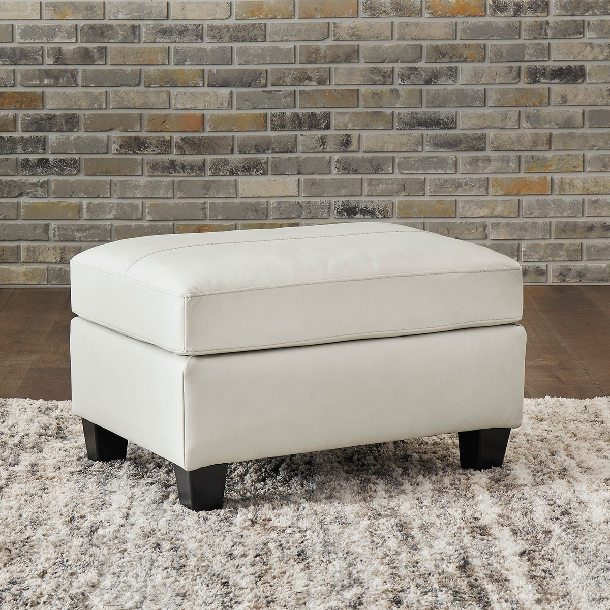 Picture of GENEVA WHT LEATHER OTTOMAN