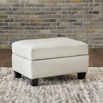 Picture of GENEVA WHT LEATHER OTTOMAN