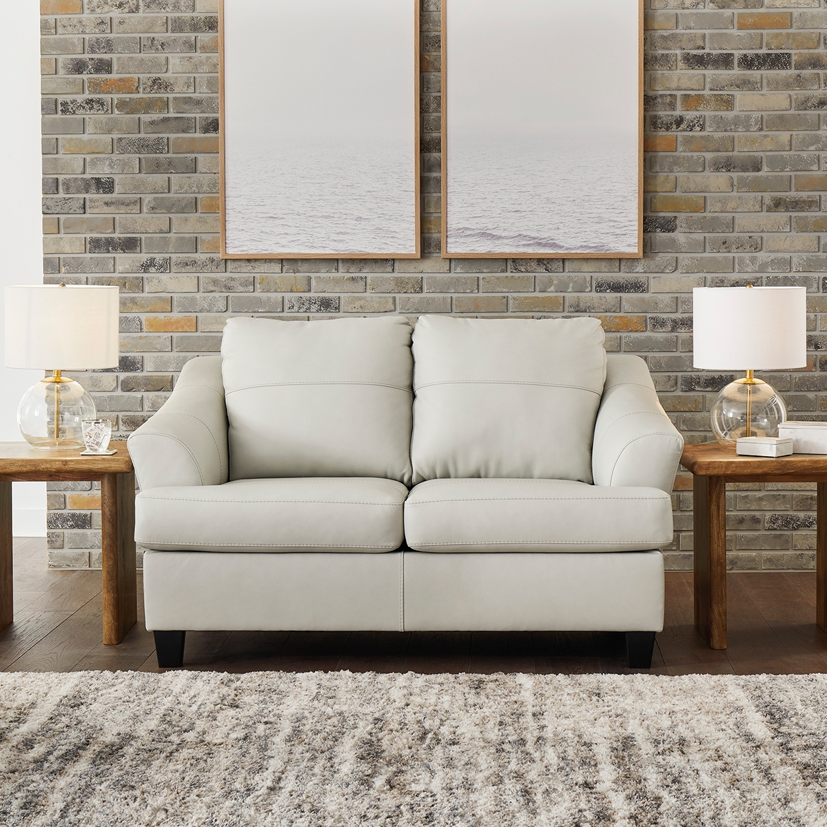 Picture of GENEVA WHT LEATHER LOVESEAT