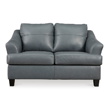 Picture of GENEVA BLUE LEATHER LOVESEAT