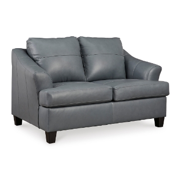 Picture of GENEVA BLUE LEATHER LOVESEAT