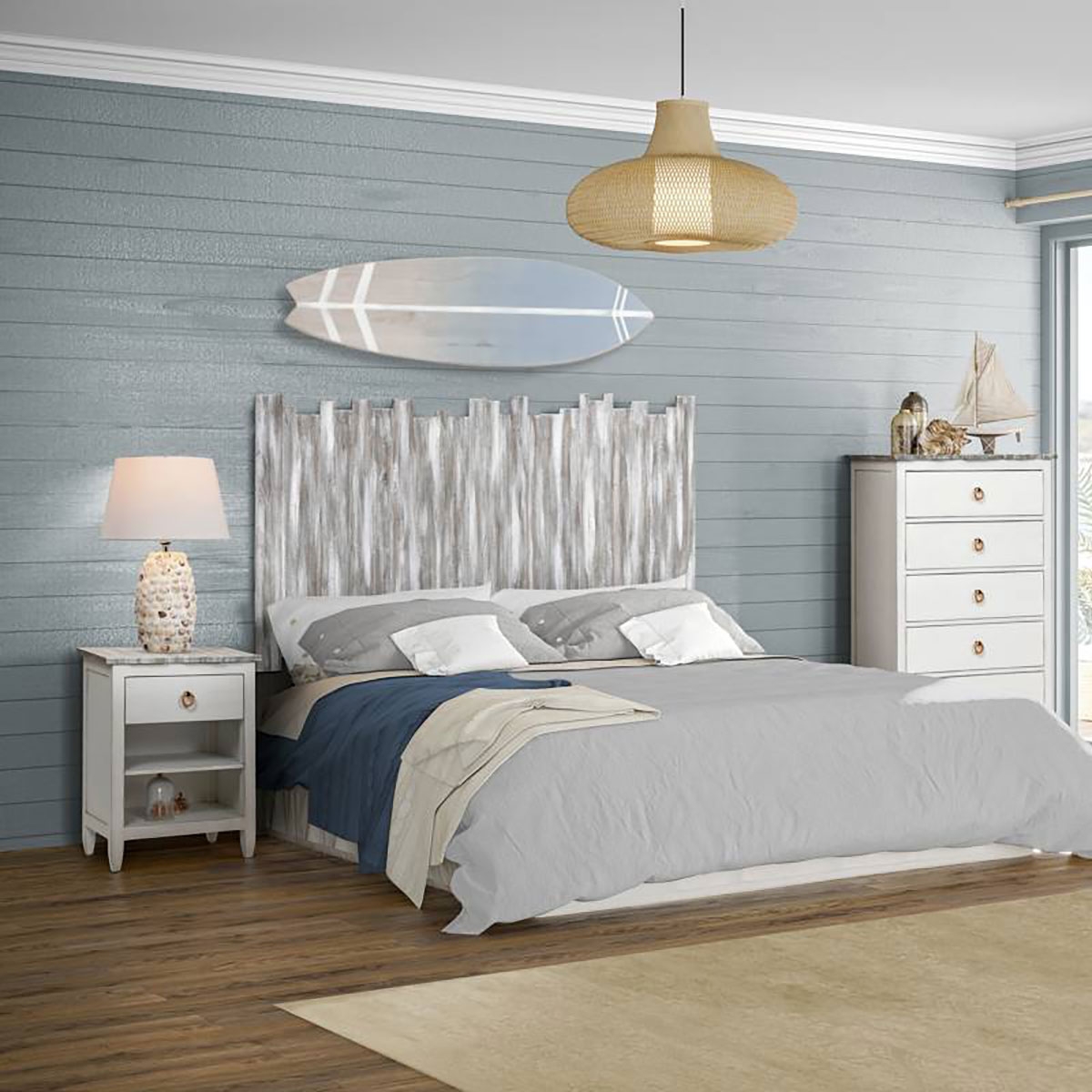 Picture of PICKET FENCE GREY QN HEADBOARD