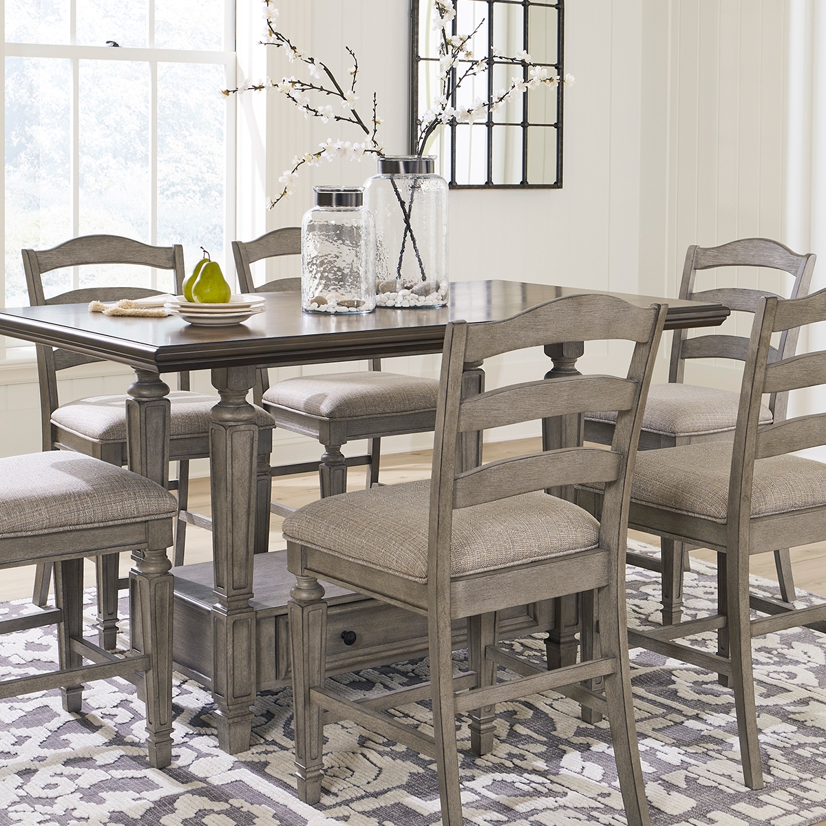 Picture of ROSLYN GREY 7PC CNT W/6 STOOLS