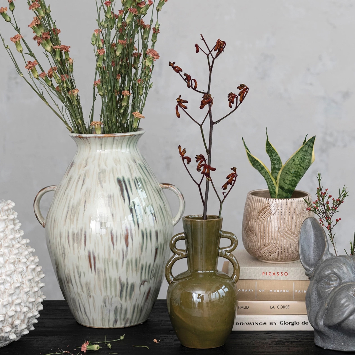 Picture of GLAZE VASE WITH HANDLES