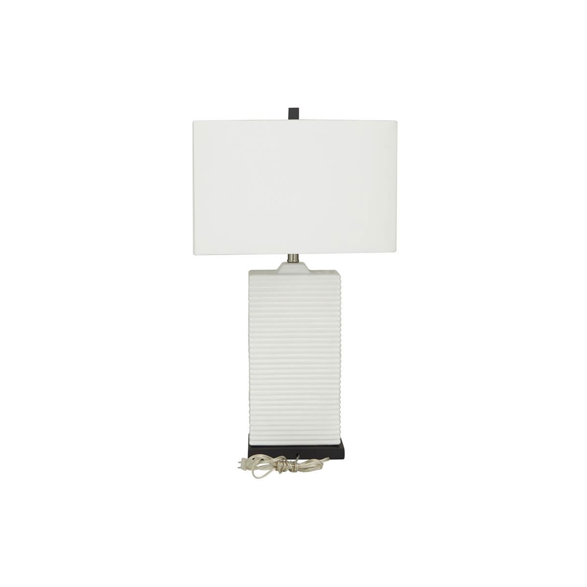 Picture of WHITE CERAMIC FLUTED TABLE LAMP