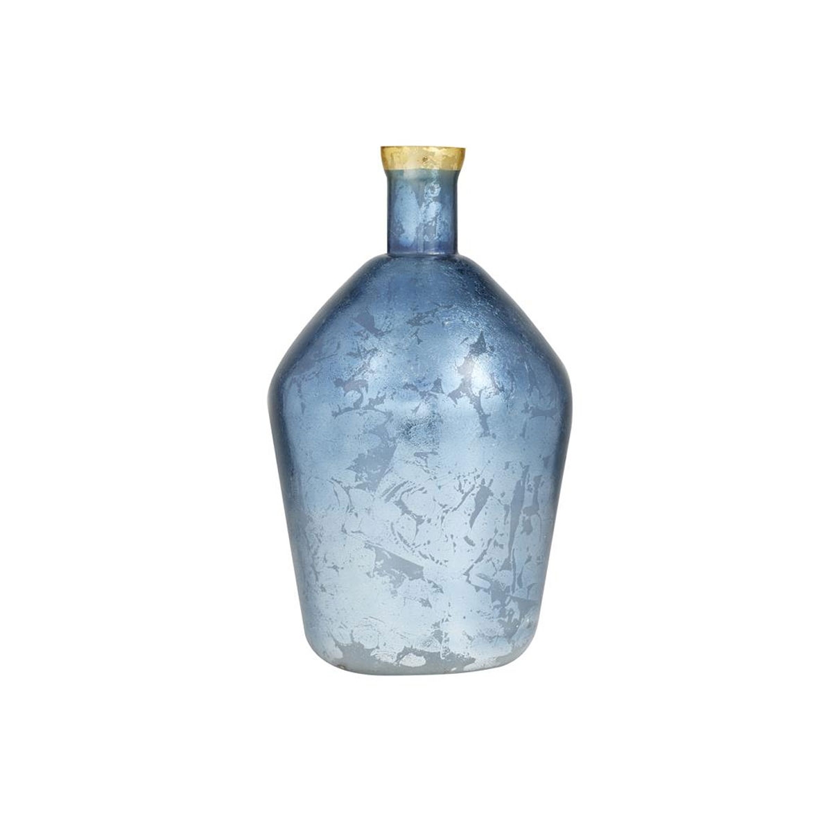 Picture of BLUE GLASS GOLD RIM 15" VASE