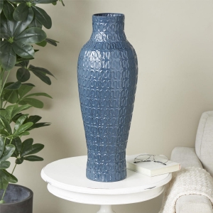 Picture of DARK BLUE TEXTURED WAVY VASE
