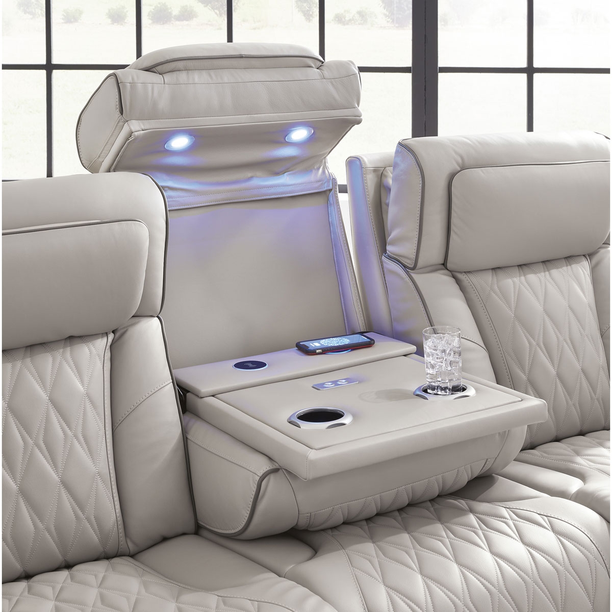 Picture of OPTIMUS GREY SOFA W/POWER HEADREST