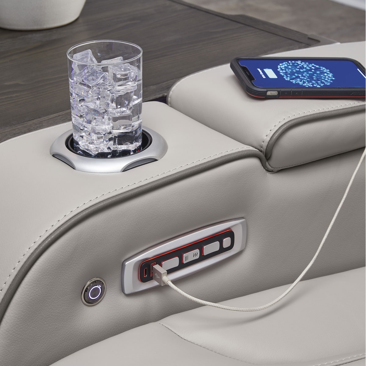 Picture of OPTIMUS GREY SOFA W/POWER HEADREST