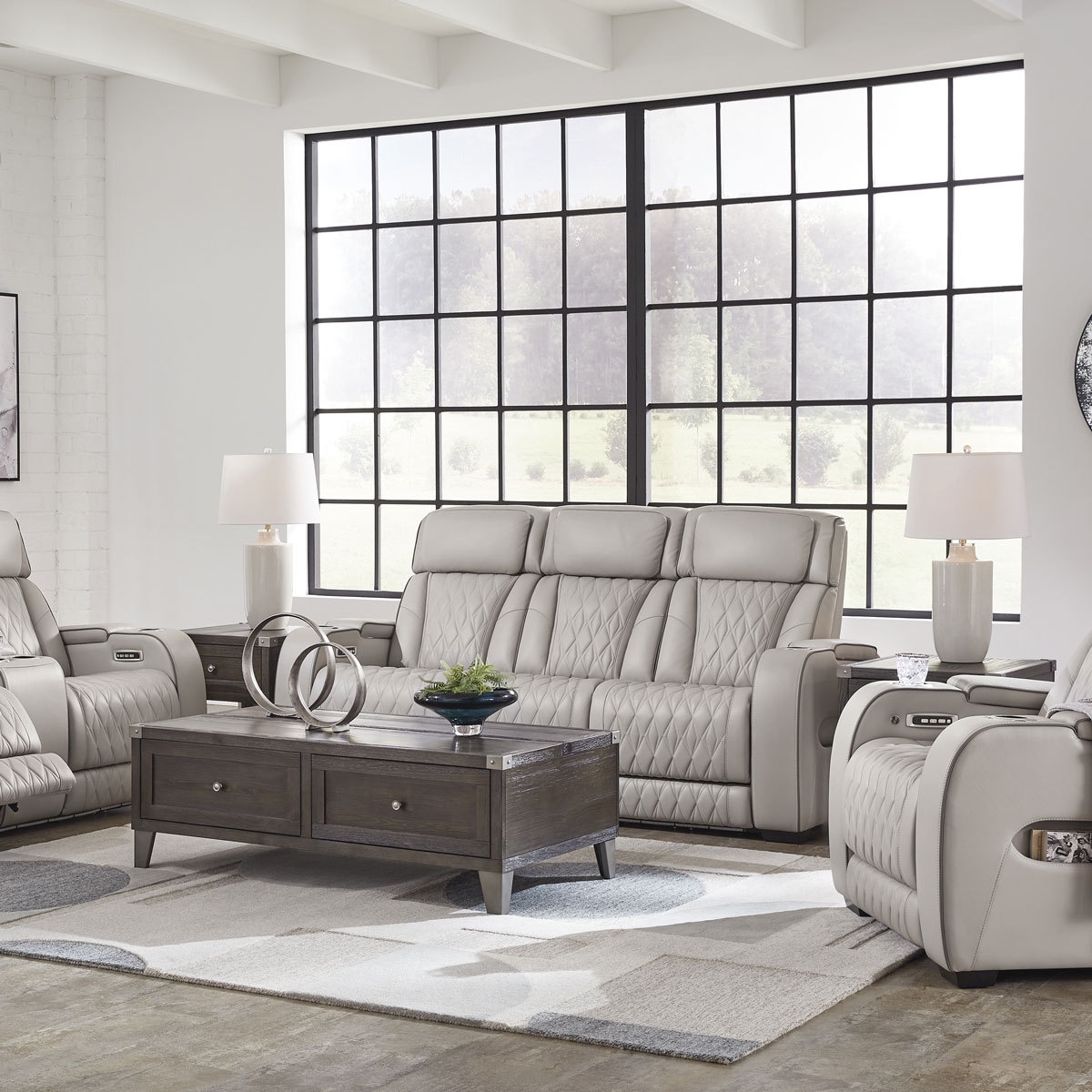 Picture of OPTIMUS GREY SOFA W/POWER HEADREST