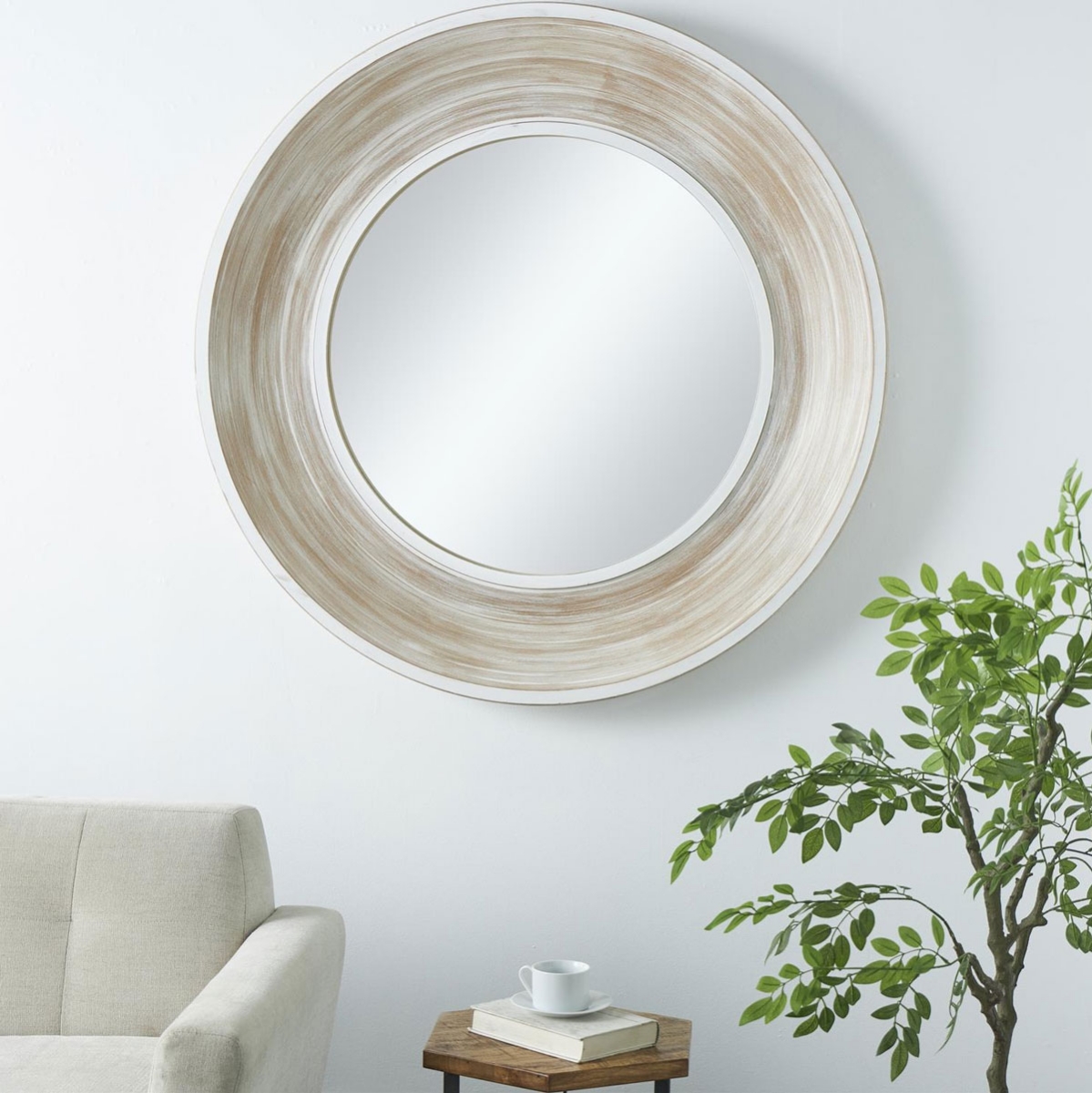 Picture of 48" WHT WASH WOOD MIRROR