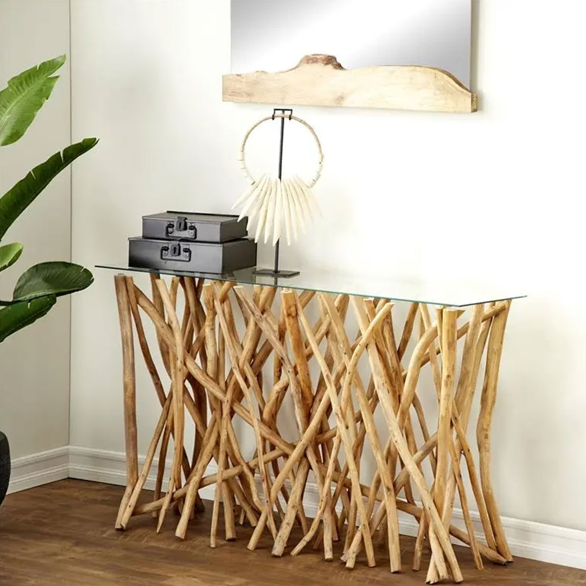 Picture of TEAK BRANCH GLASS CONSOLE