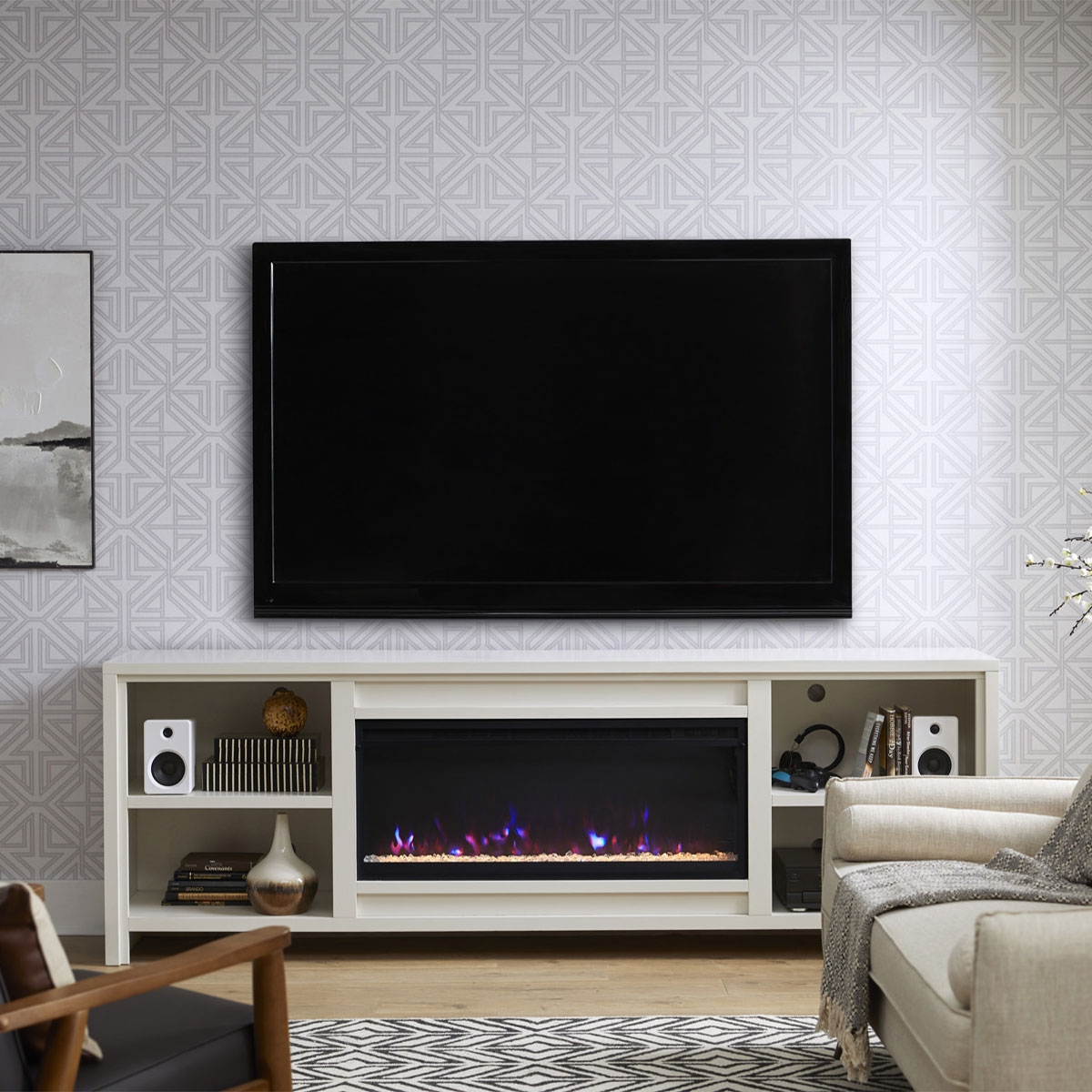 Picture of TATUM WHITE 96" FIREPLACE CONSOLE