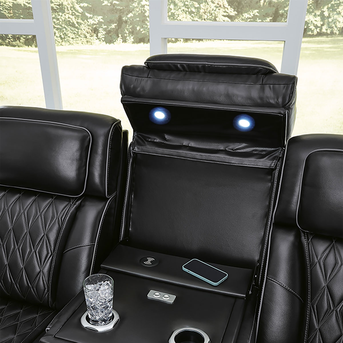 Picture of OPTIMUS BLACK SOFA W/POWER HEADREST