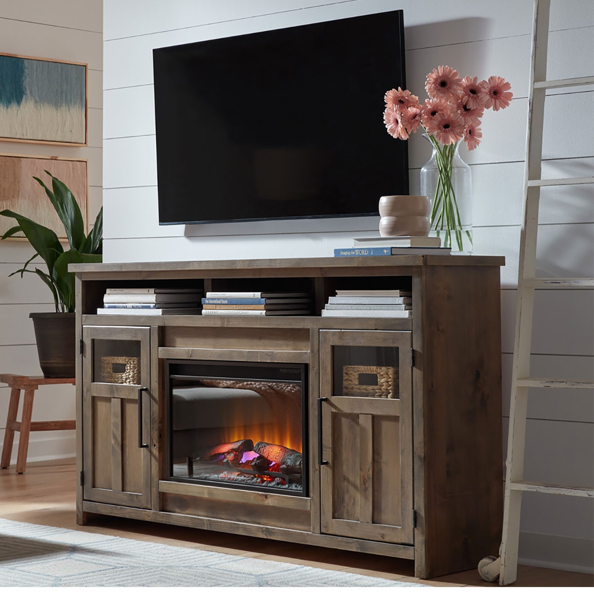Picture of SHAKER BROWN 66" FIREPLACE CONSOLE