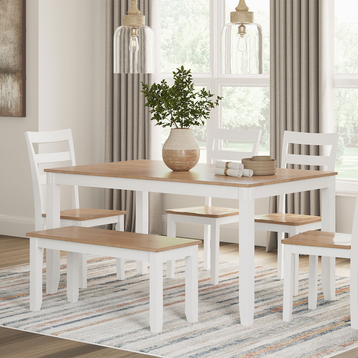 Picture of GESTHAVEN WHITE 6PC DINING W/ BENCH