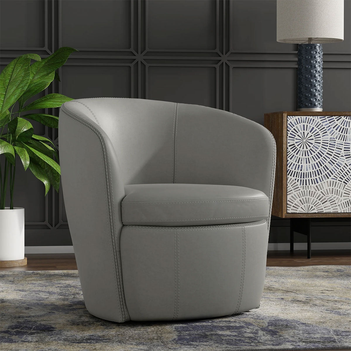 Picture of BAROLO STEAMBOAT ICE LEATHER SWIVEL CHAIR