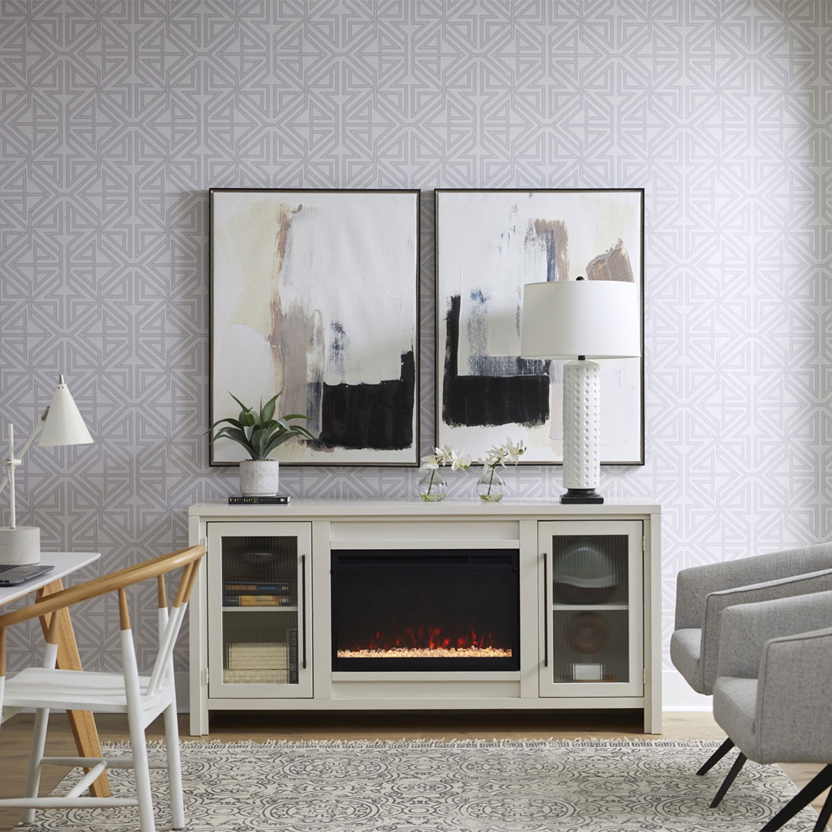 Picture of TATUM WHITE 66" FIREPLACE CONSOLE
