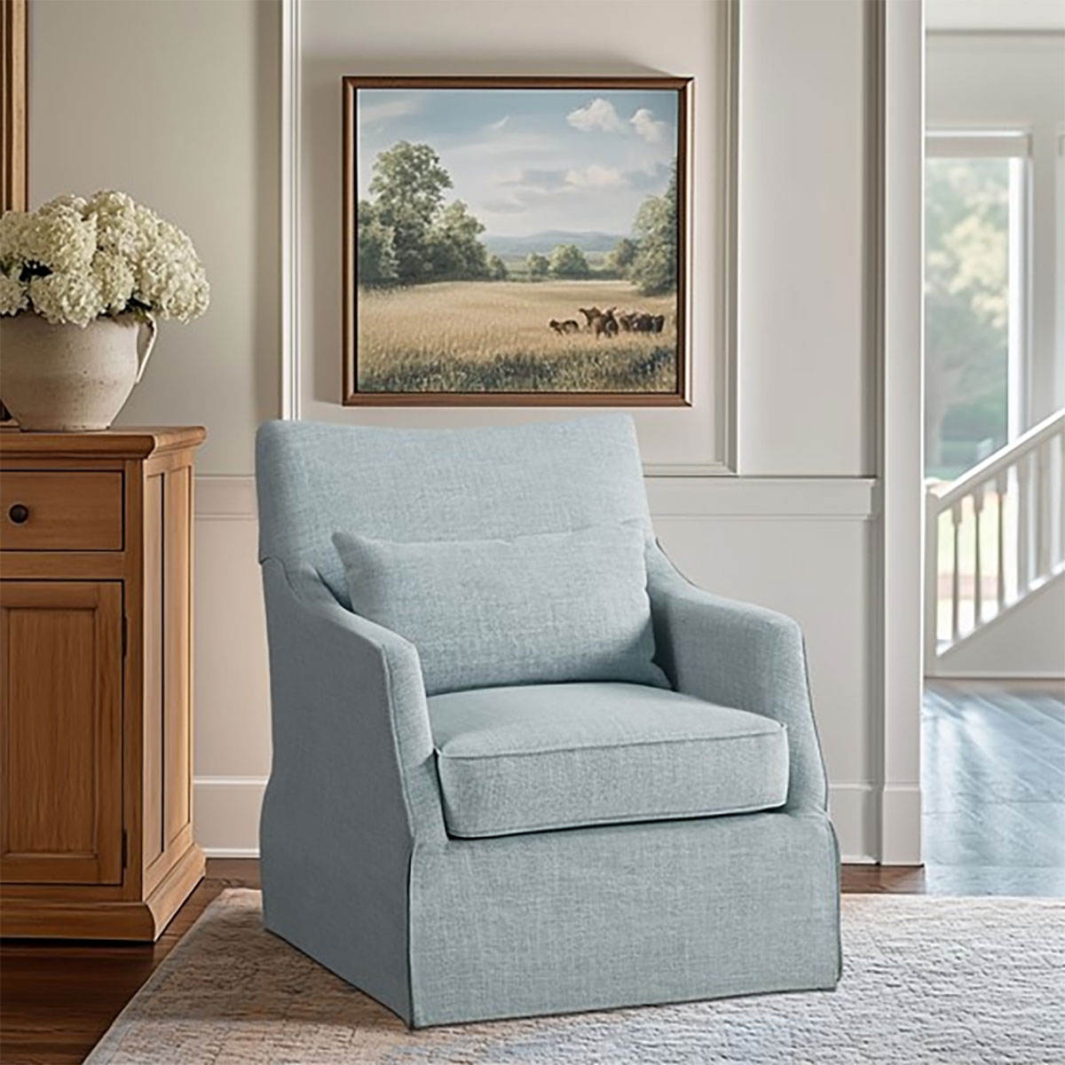 Picture of ENGLAND SKIRT SWIVEL CHAIR IN BLUE