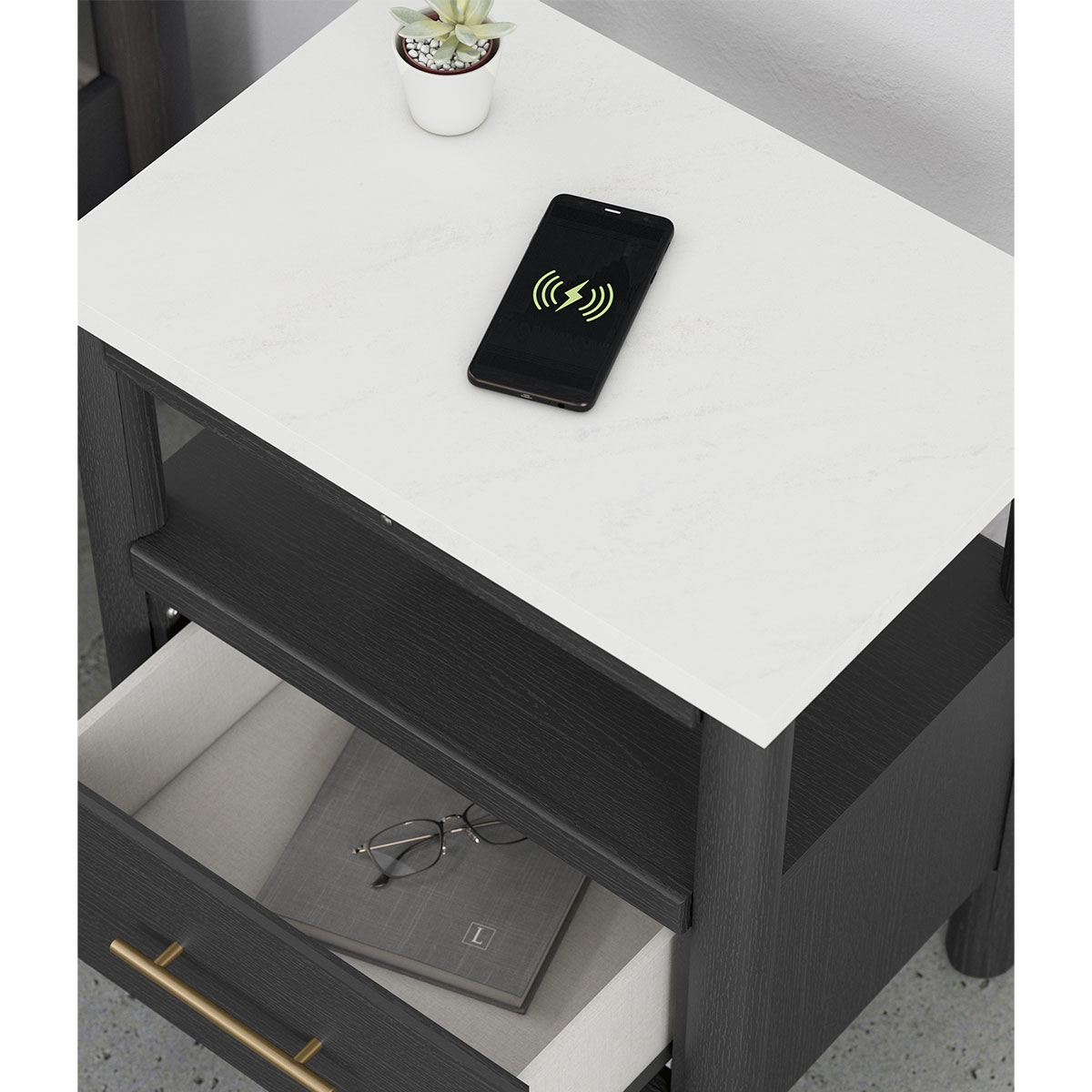 Picture of CASHMERE BLACK NIGHTSTAND