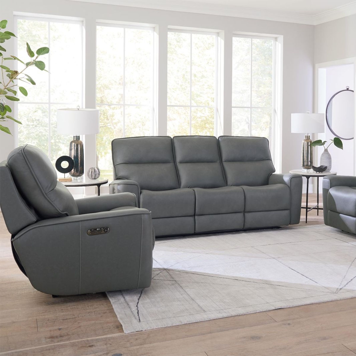 Picture of KENNETH GUNMETAL SOFA W/POWER HEADREST