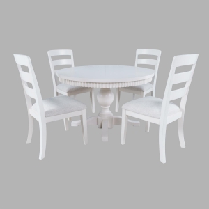 Picture of WESTPORT WHITE 48" ROUND 5 PIECE DINING SET