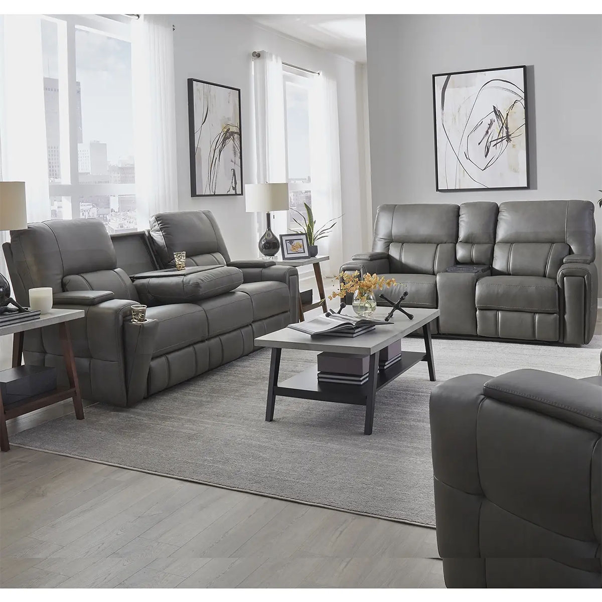Picture of HUDSON LOVESEAT W/ CONSOLE & FRIDGE IN COAL
