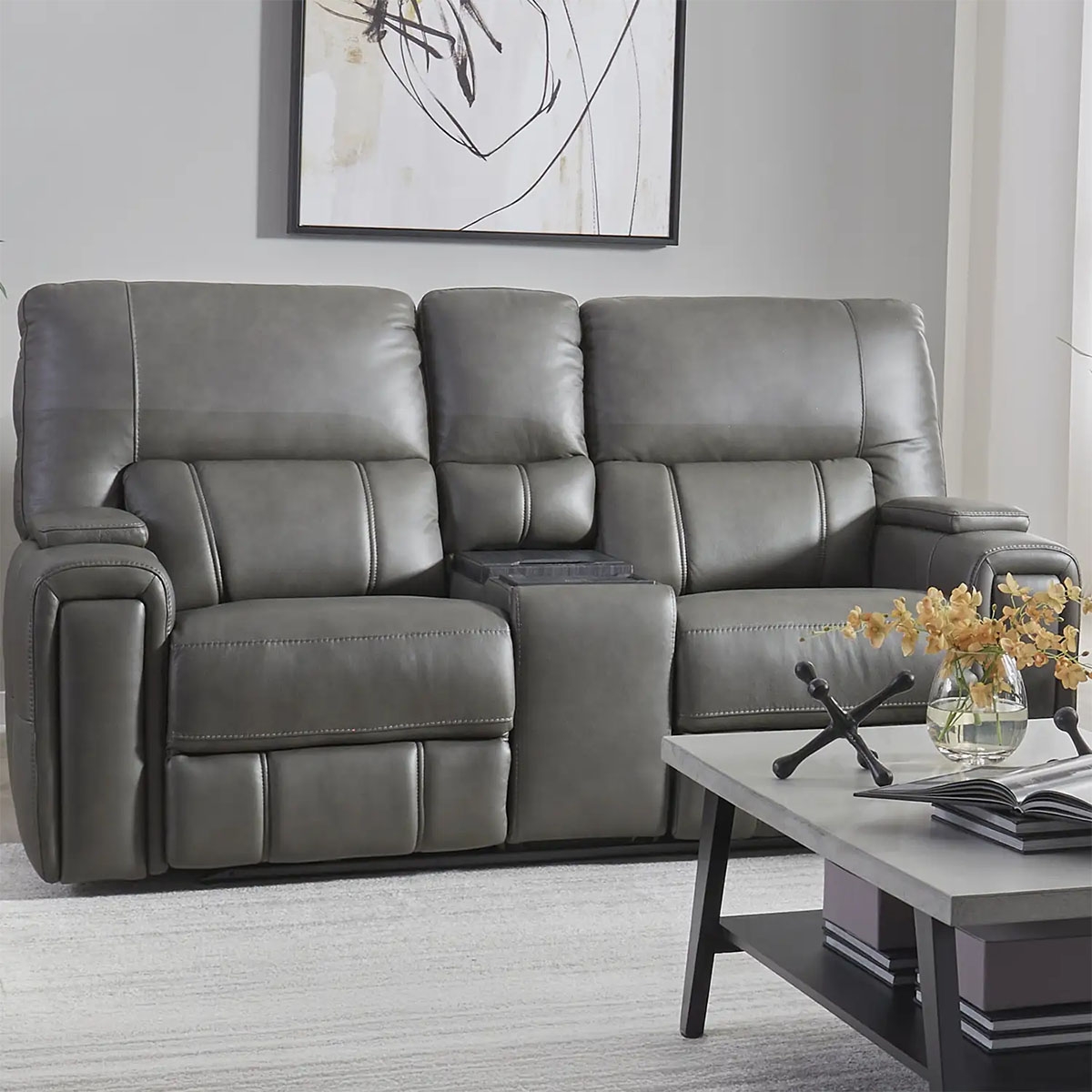Picture of HUDSON LOVESEAT W/ CONSOLE & FRIDGE IN COAL