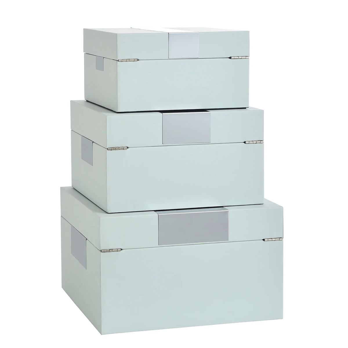 Picture of S/3 SPA BLUE LEATHER DECOR BOXES