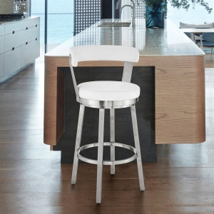 Picture of BRYANT FAUX WHITE LEATHER & STEEL BAR STOOL