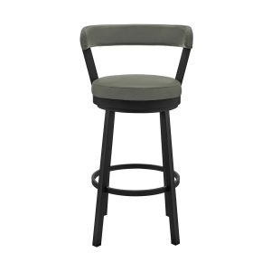 Picture of BRYANT FAUX GREY LEATHER & BLACK STEEL BAR STOOL