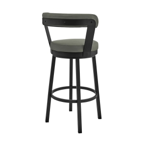 Picture of BRYANT FAUX GREY LEATHER & BLACK STEEL BAR STOOL