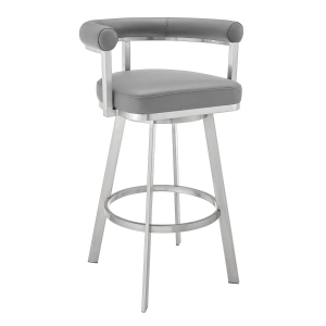 Picture of MAGNOLIA GREY LEATHER & STEEL BAR STOOL