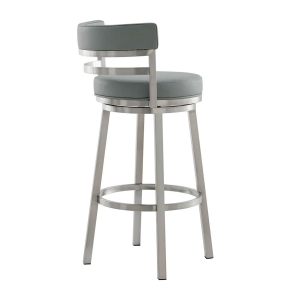 Picture of MADRID GREY LEATHER & STEEL COUNTER STOOL