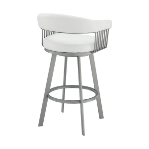 Picture of CHELSEA WHITE LEATHER & STEEL COUNTER STOOL