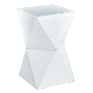 Picture of WHITE GLASS GEO PEDESTAL TABLE