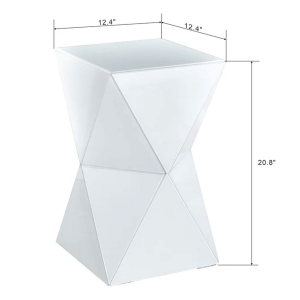 Picture of WHITE GLASS GEO PEDESTAL TABLE